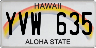 HI license plate YVW635