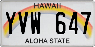 HI license plate YVW647