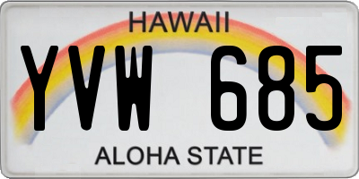 HI license plate YVW685