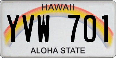 HI license plate YVW701