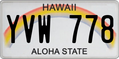 HI license plate YVW778