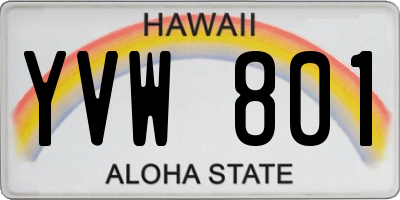 HI license plate YVW801
