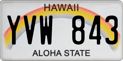 HI license plate YVW843