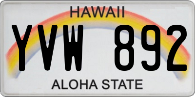 HI license plate YVW892