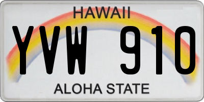 HI license plate YVW910