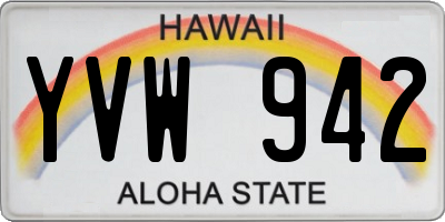 HI license plate YVW942