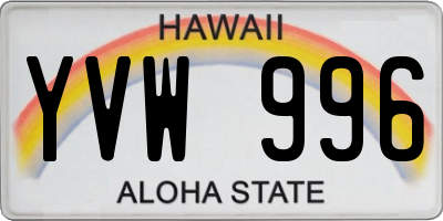 HI license plate YVW996