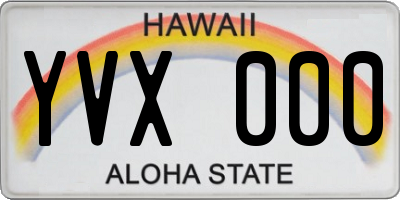 HI license plate YVX000