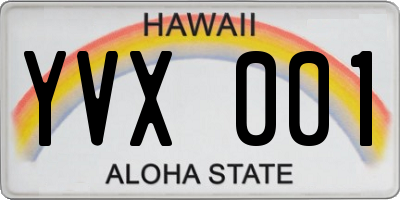 HI license plate YVX001
