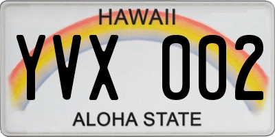 HI license plate YVX002