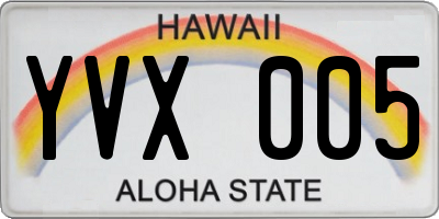HI license plate YVX005