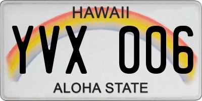 HI license plate YVX006