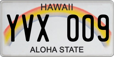 HI license plate YVX009