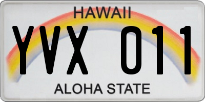 HI license plate YVX011