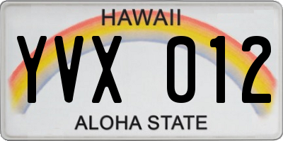 HI license plate YVX012