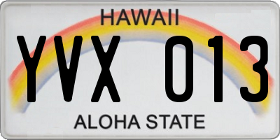 HI license plate YVX013