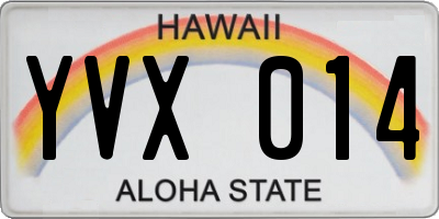HI license plate YVX014