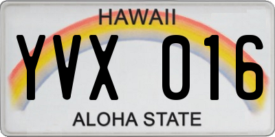 HI license plate YVX016