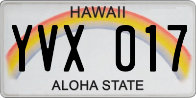 HI license plate YVX017