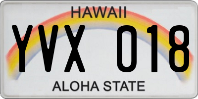 HI license plate YVX018