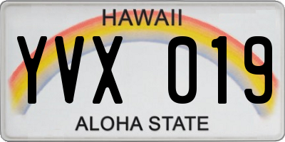 HI license plate YVX019