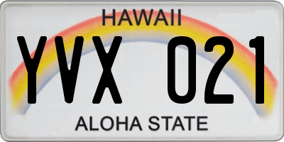 HI license plate YVX021