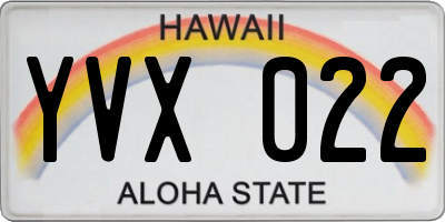 HI license plate YVX022