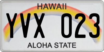 HI license plate YVX023