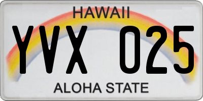 HI license plate YVX025