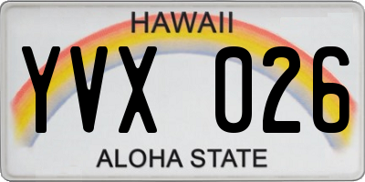 HI license plate YVX026