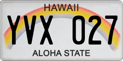 HI license plate YVX027
