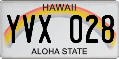 HI license plate YVX028