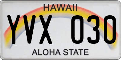 HI license plate YVX030