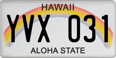 HI license plate YVX031