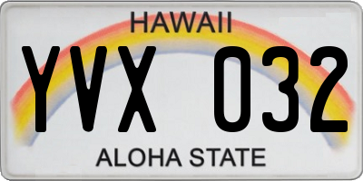 HI license plate YVX032