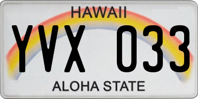 HI license plate YVX033