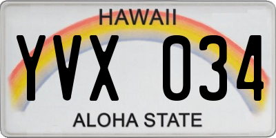 HI license plate YVX034