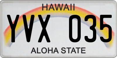 HI license plate YVX035