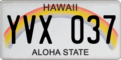 HI license plate YVX037