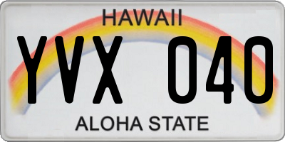 HI license plate YVX040