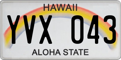 HI license plate YVX043