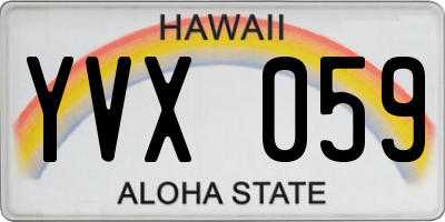 HI license plate YVX059