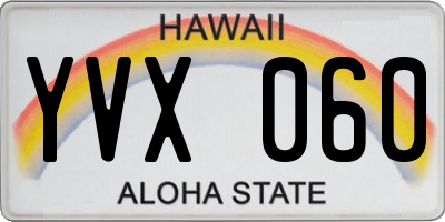 HI license plate YVX060
