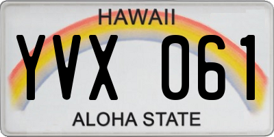 HI license plate YVX061