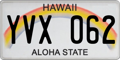 HI license plate YVX062