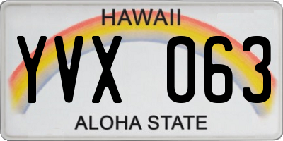 HI license plate YVX063