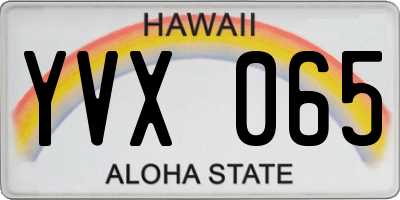 HI license plate YVX065
