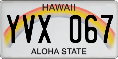 HI license plate YVX067