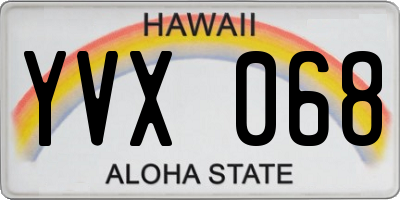 HI license plate YVX068