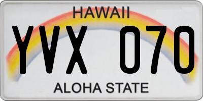 HI license plate YVX070